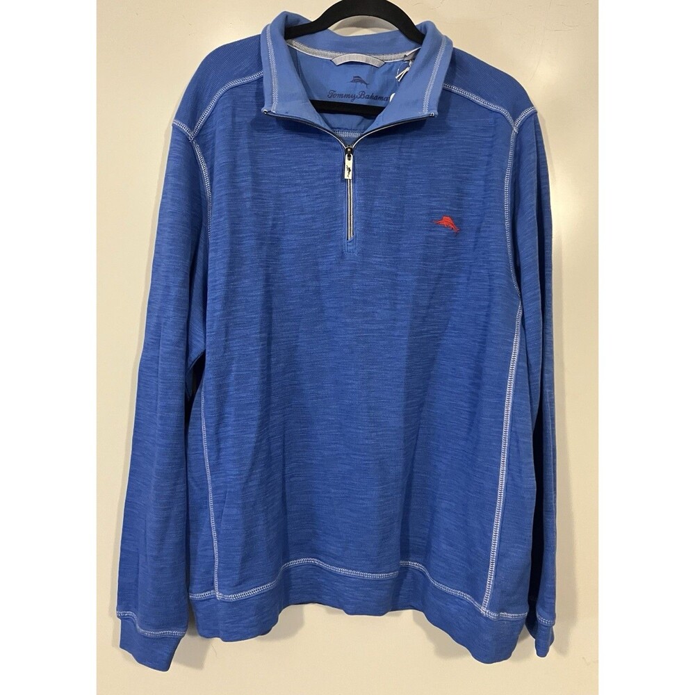 NEW Tommy Bahama Men’s Tobago Bay Half Zip Pullover Turkish Sea Blue Sz XL